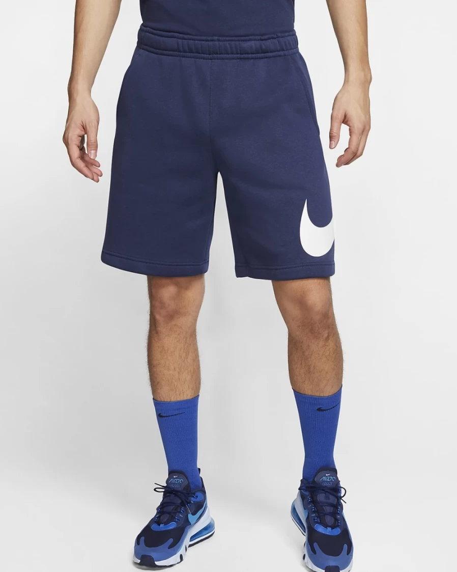 Nike Sportswear Club Men's Graphic Shorts - Midnight Navy/White Athletic Casual Shorts for Men