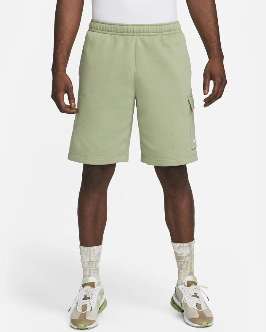 Nike Sportswear Club Men's Cargo Shorts in Oil Green & White - Comfortable Athletic Shorts for Men
