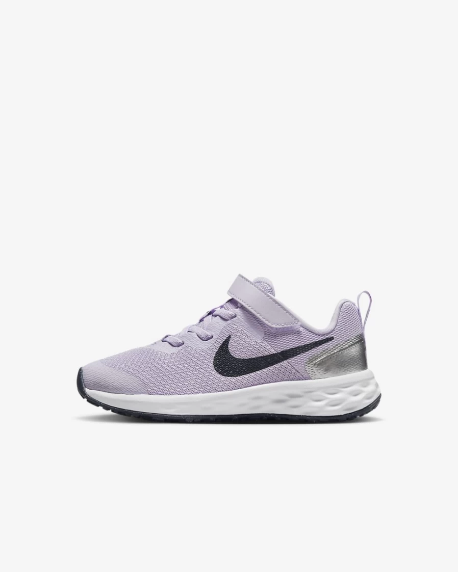 Nike Revolution 6 Little Kids' Running Shoes for Boys & Girls - Violet Frost/Metallic Silver/Vivid Purple/Thunder Blue