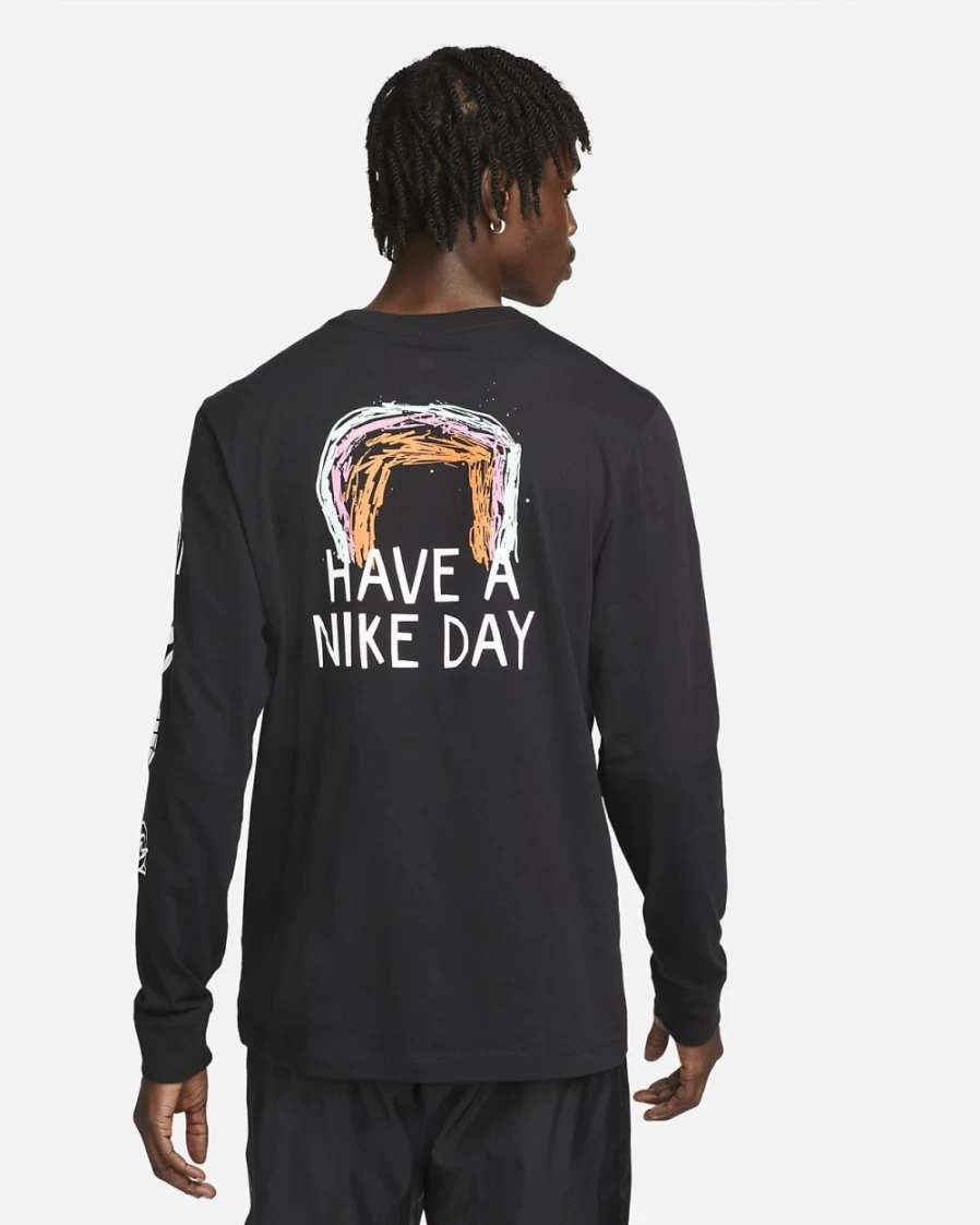 Nike Men's Black Long-Sleeve Sportswear T-Shirt – Athletic Comfort Fit Top