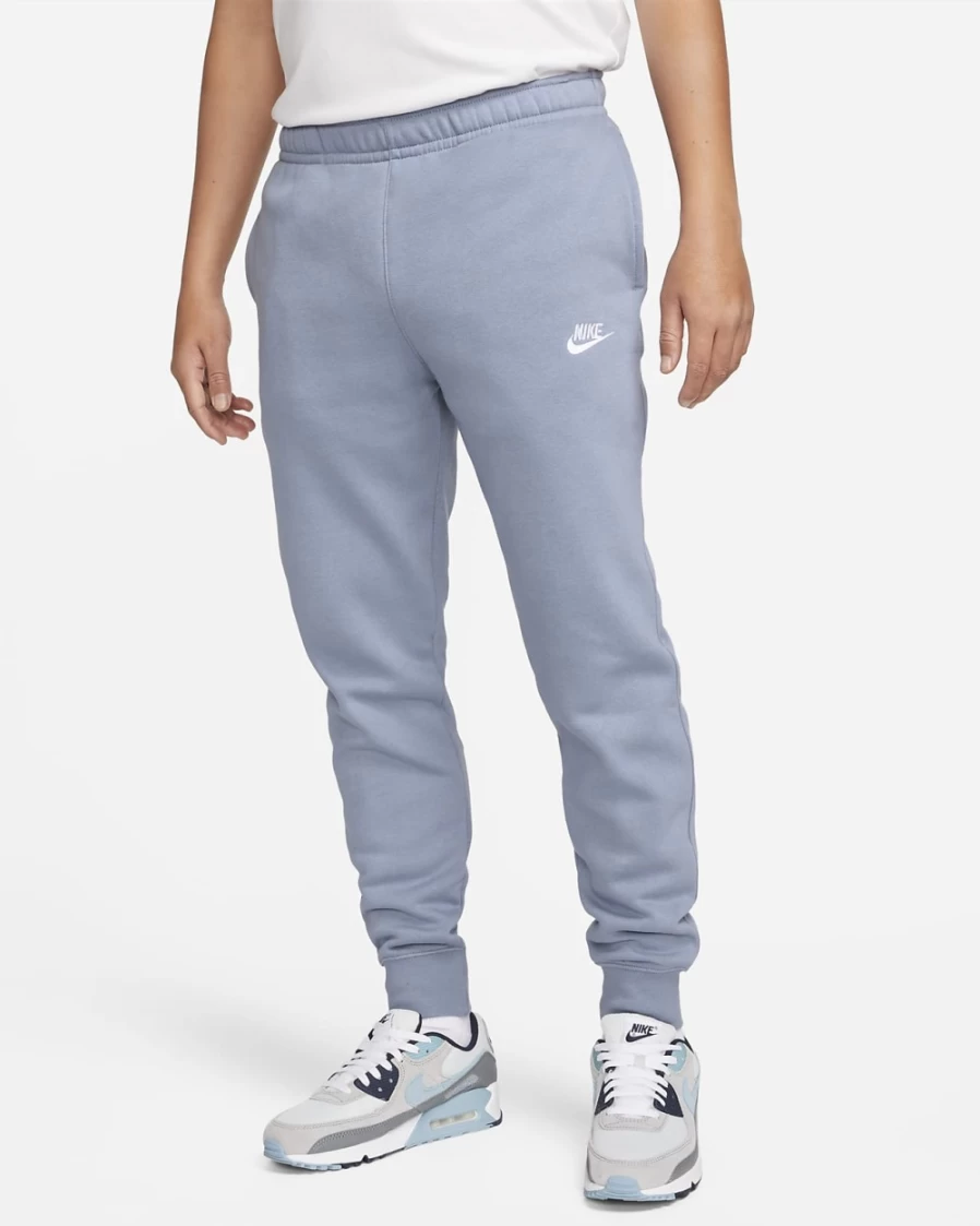 Nike Men's Club Fleece Joggers in Ashen Slate/White - Comfortable Sportswear Pants