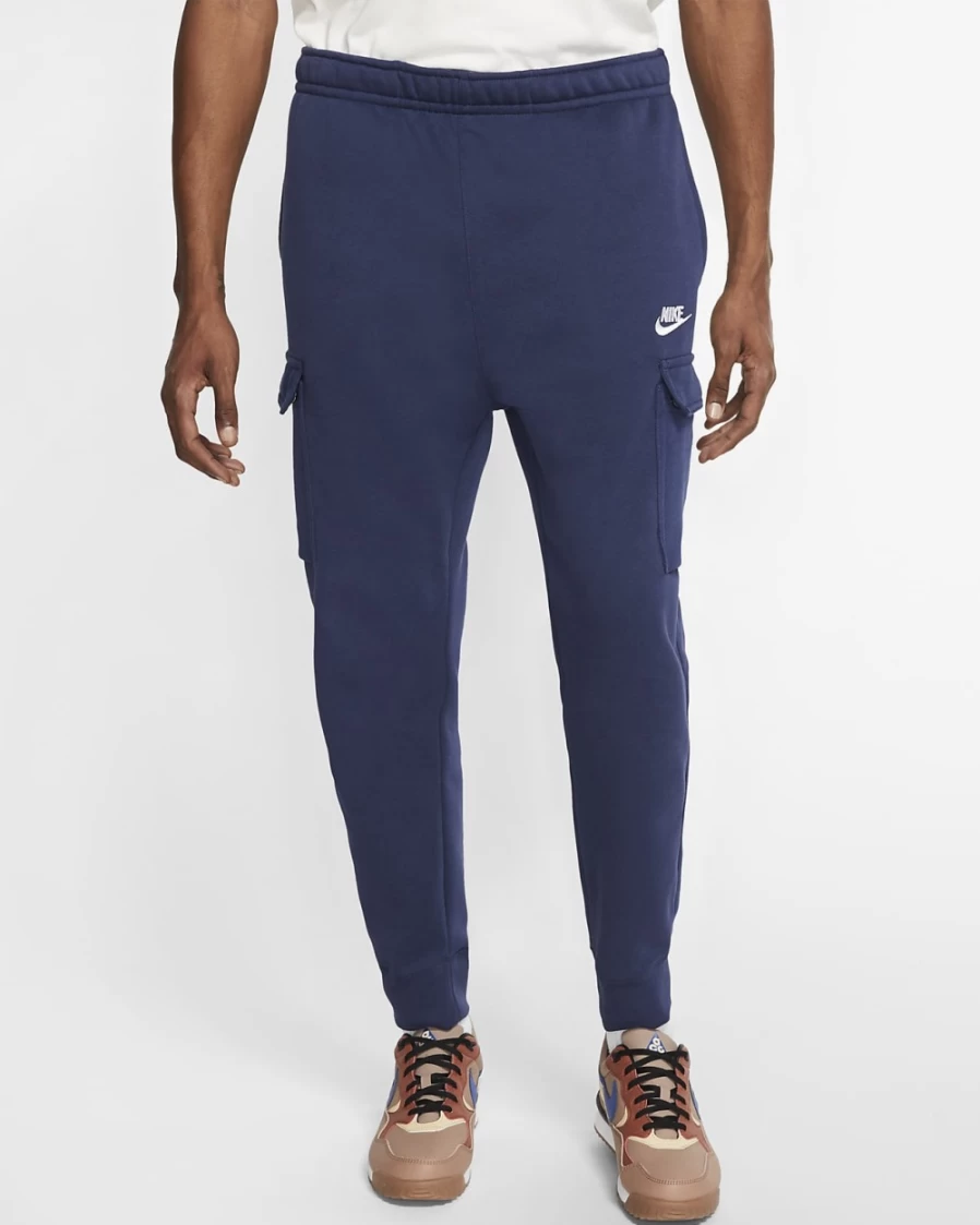 Nike Men's Club Fleece Cargo Pants - Midnight Navy/White Comfort Fit Sportswear