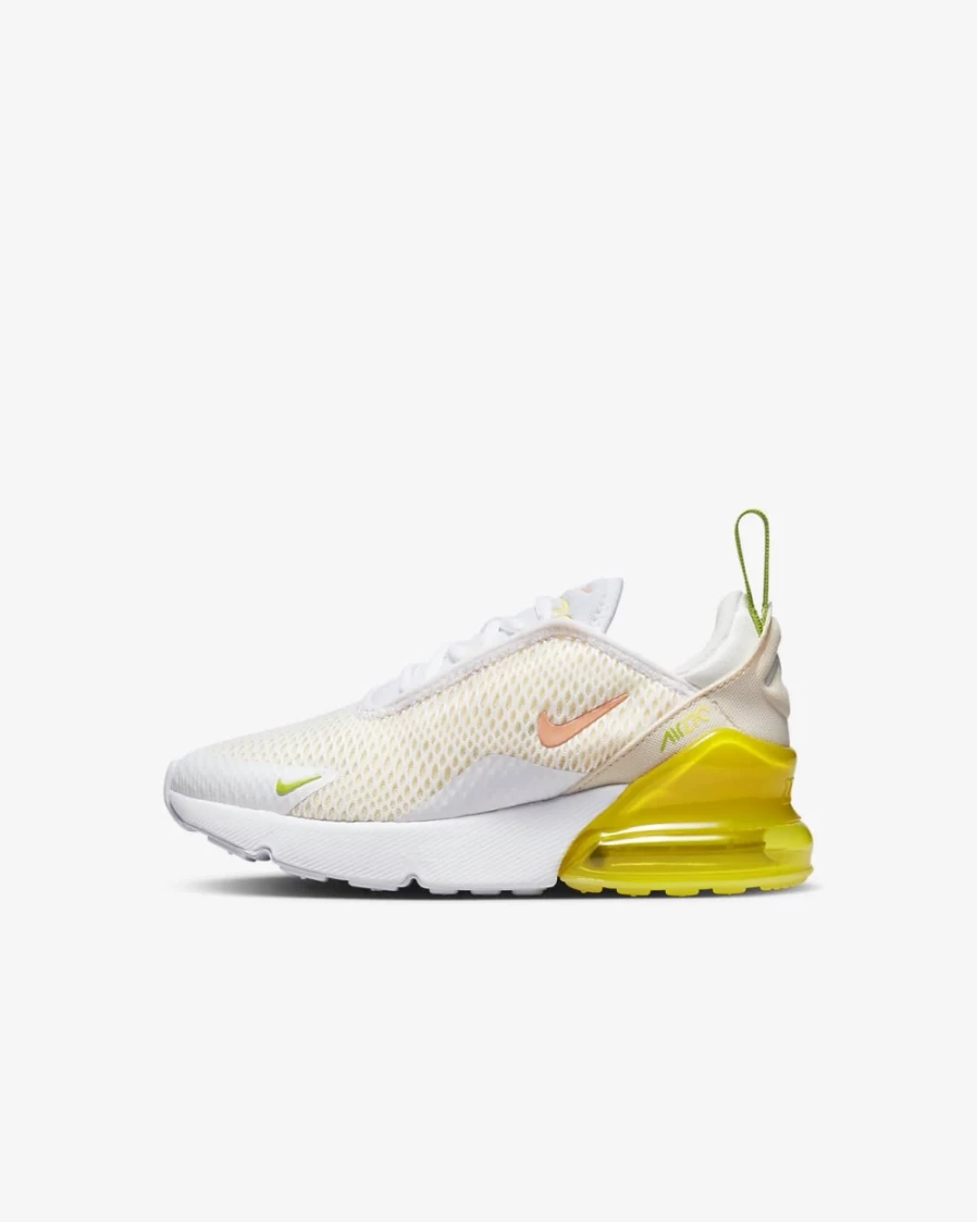 Nike Air Max 270 Kids' Shoes - White/Yellow Strike/Pearl White/Crimson Bliss for Boys & Girls