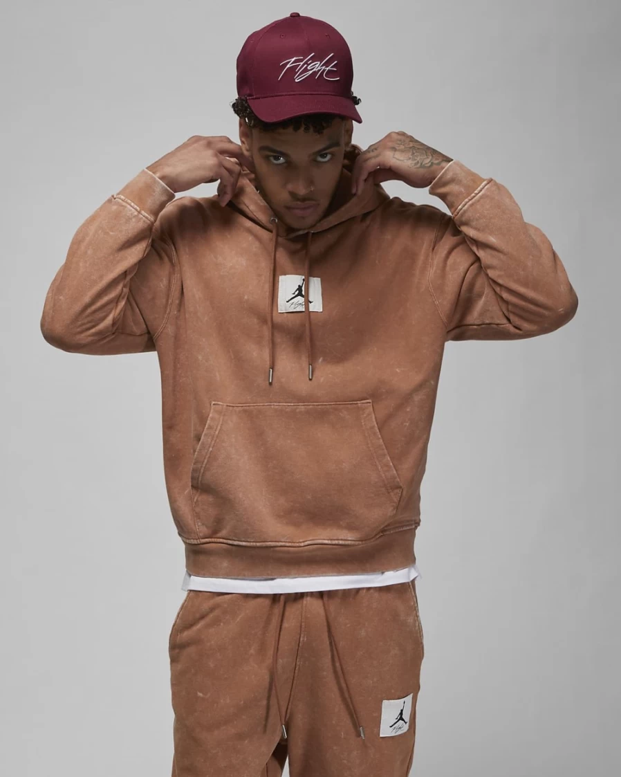 Nike Jordan Flight Fleece Men's Hoodie - Mineral Clay Pullover Sweatshirt