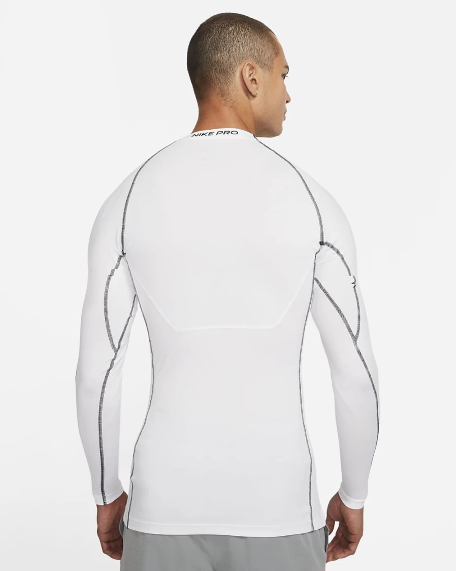 Nike Men's Pro Dri-FIT Tight Fit Long-Sleeve Training Top - White/Black/Black