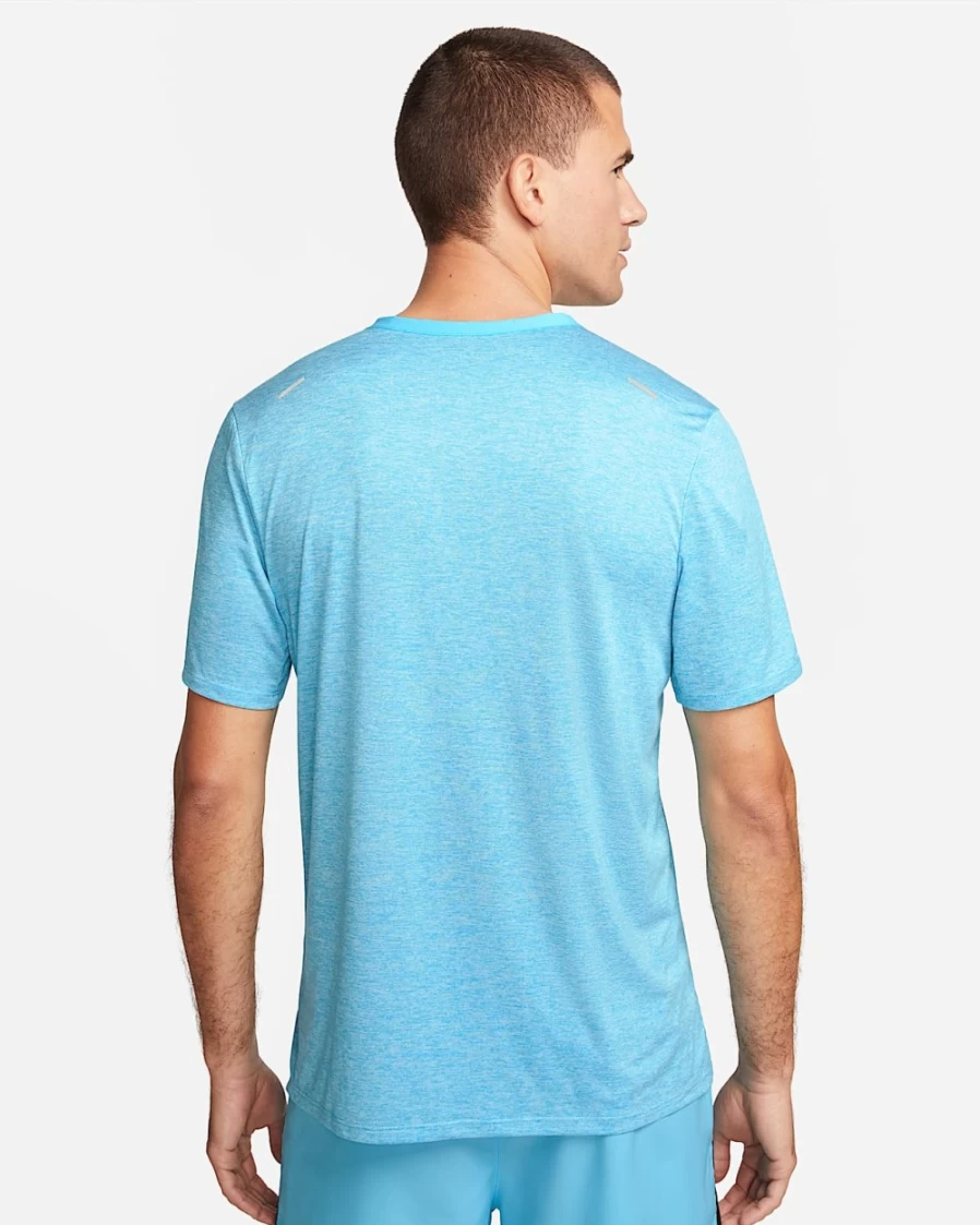 Nike Dri-FIT Rise 365 Men's Running Shirt - Baltic Blue/Heather - Moisture-Wicking Short-Sleeve Top