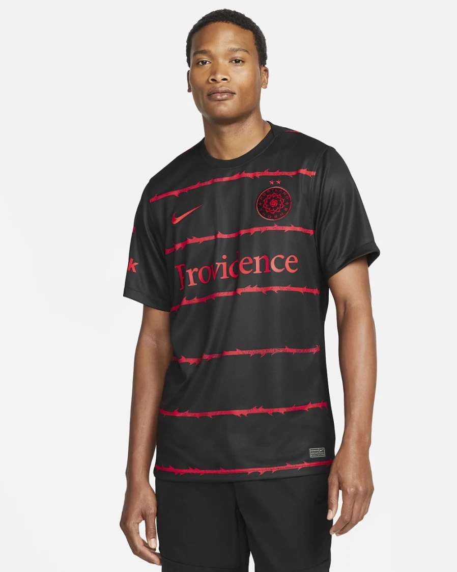 Nike Portland Thorns FC 2022 Home Jersey Men's Black/Challenge Red Dri-FIT Soccer Shirt
