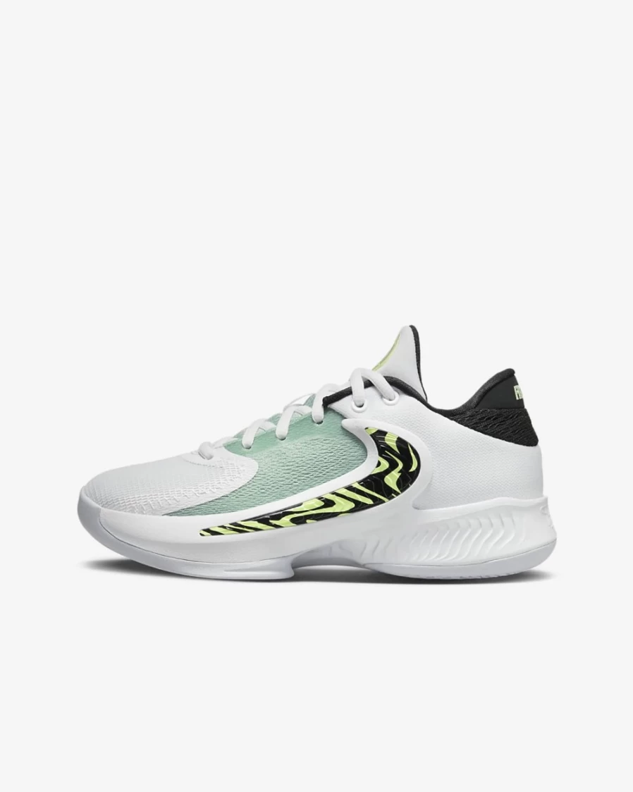 Nike Freak 4 Big Kids' Basketball Shoes - White/Black/Barely Volt for Boys and Girls