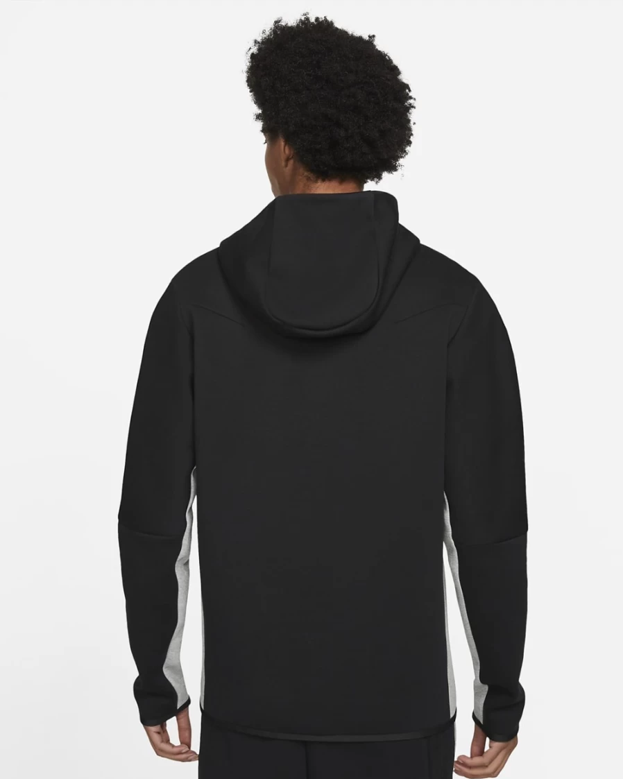 Nike Men's Tech Fleece Full-Zip Hoodie - Black, Dark Grey Heather, White | Sportswear