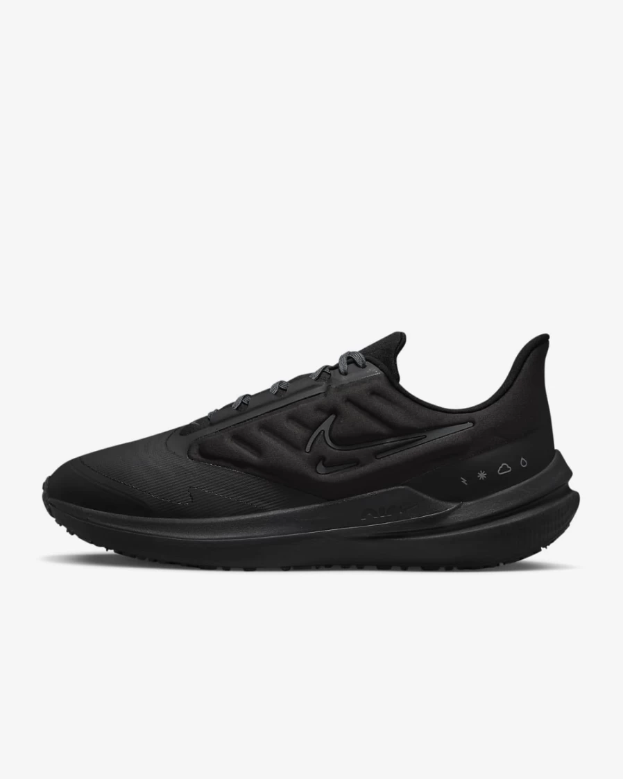 Nike Winflo 9 Shield Men's Road Running Shoes - Weatherproof, Black/Dark Smoke Grey for Enhanced Traction & Comfort