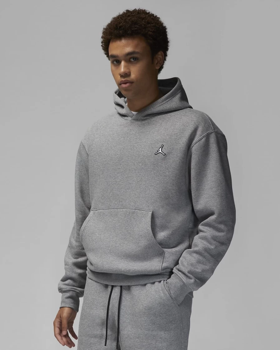 Nike Jordan Brooklyn Fleece Men's Hoodie Pullover - Carbon Heather/White