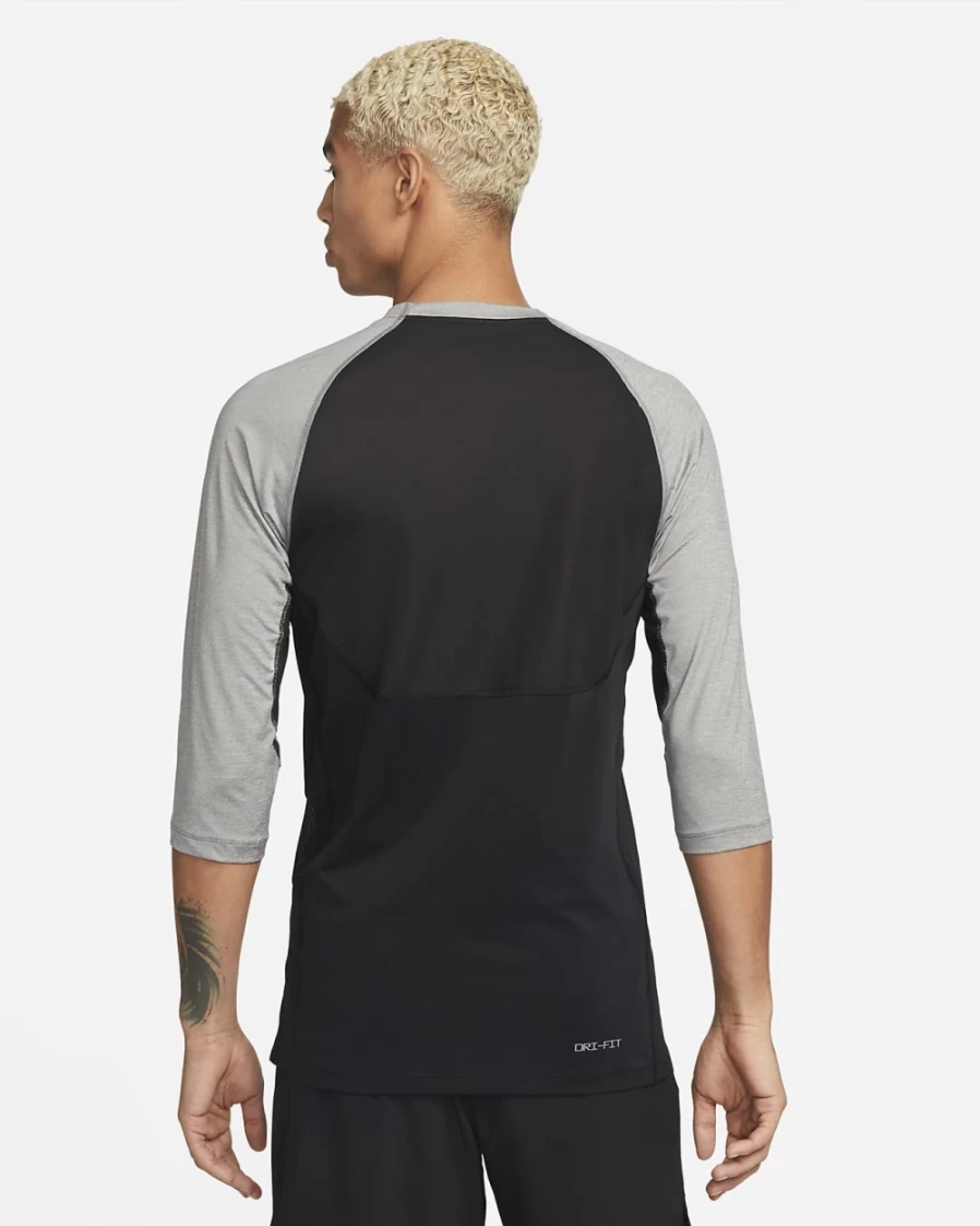 Nike Dri-FIT Men's 3/4 Sleeve Baseball Shirt - Black, Carbon Heather, Summit White