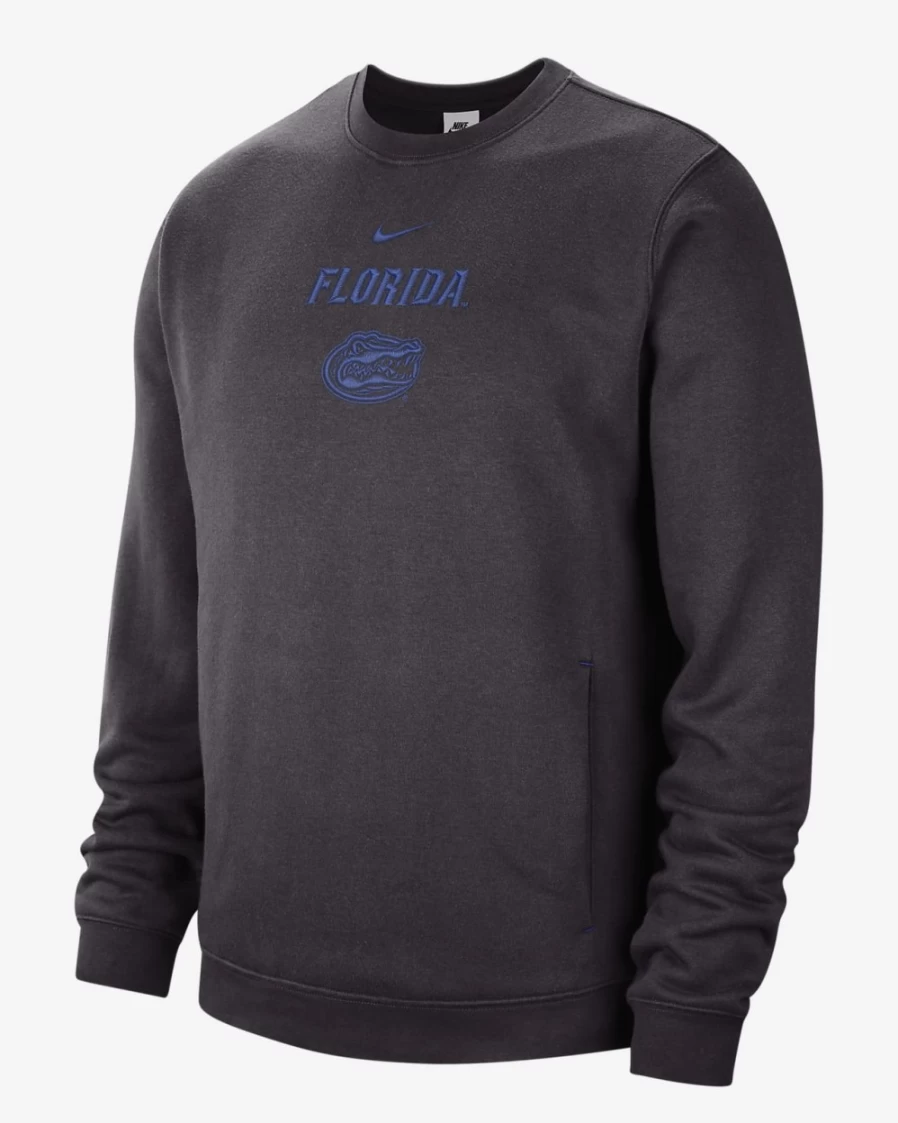 Nike Men's Off Noir/Game Royal College Club Fleece Sweatshirt (Florida)