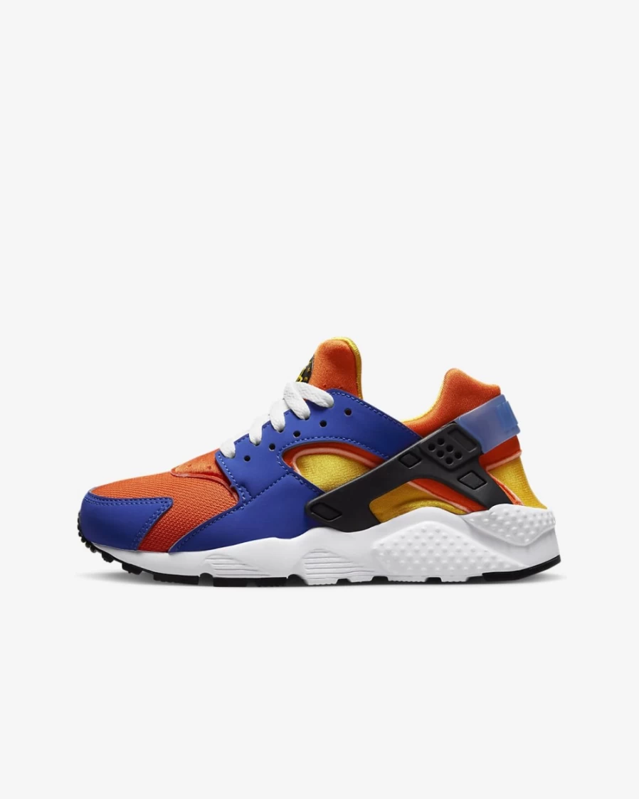 Nike Huarache Run Big Kids' Sneakers for Boys & Girls - Hyper Royal/Safety Orange/Black/Yellow Ochre