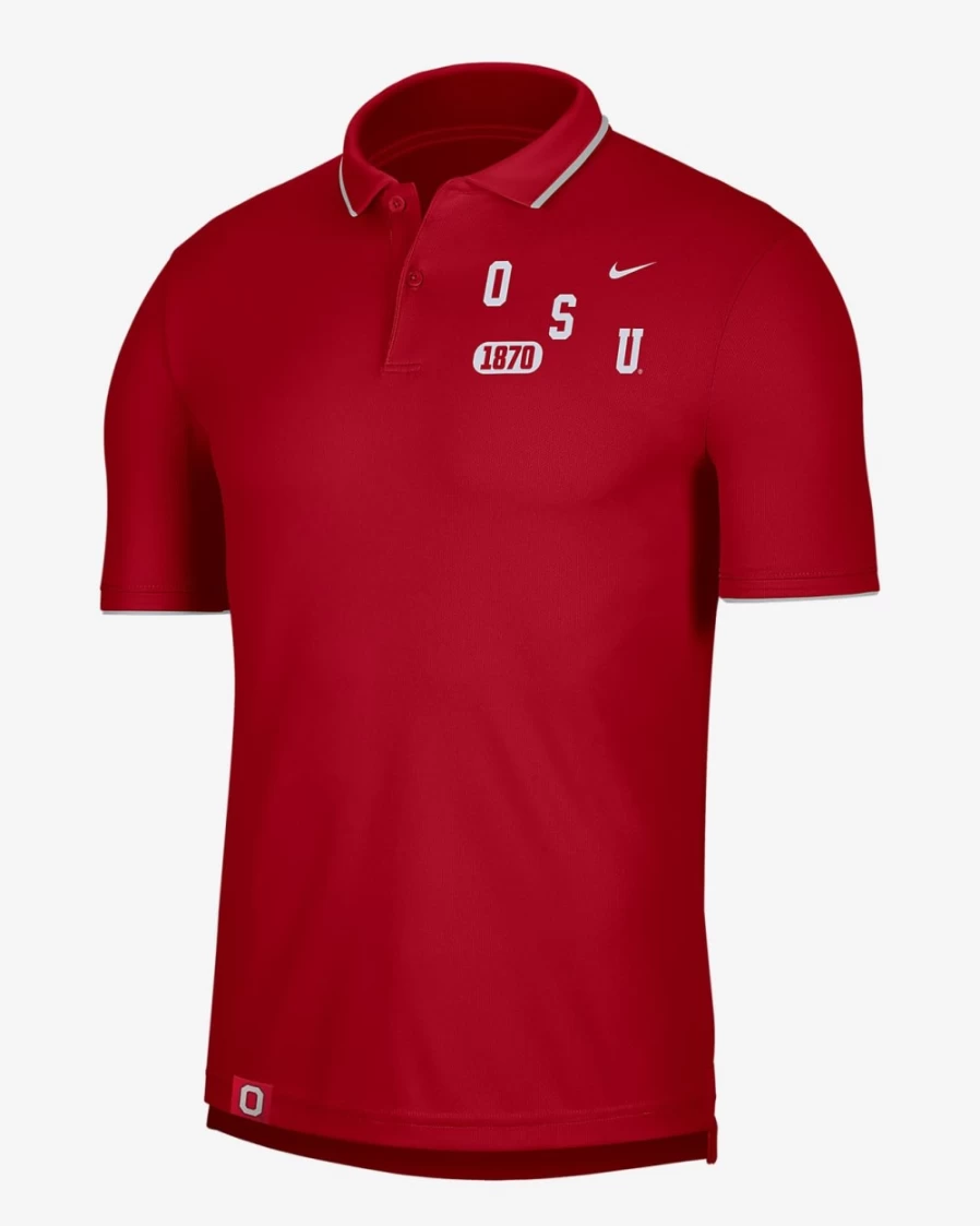 Nike Dri-FIT UV Ohio State Men's Polo Shirt - University Red/Flat Silver