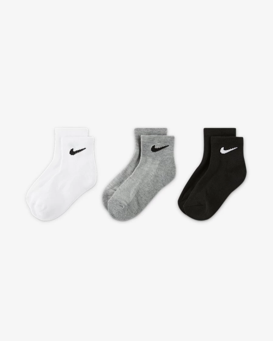 Nike Unisex Kids' Ankle Socks 6-Pack - White Comfort Athletic Socks for Boys & Girls