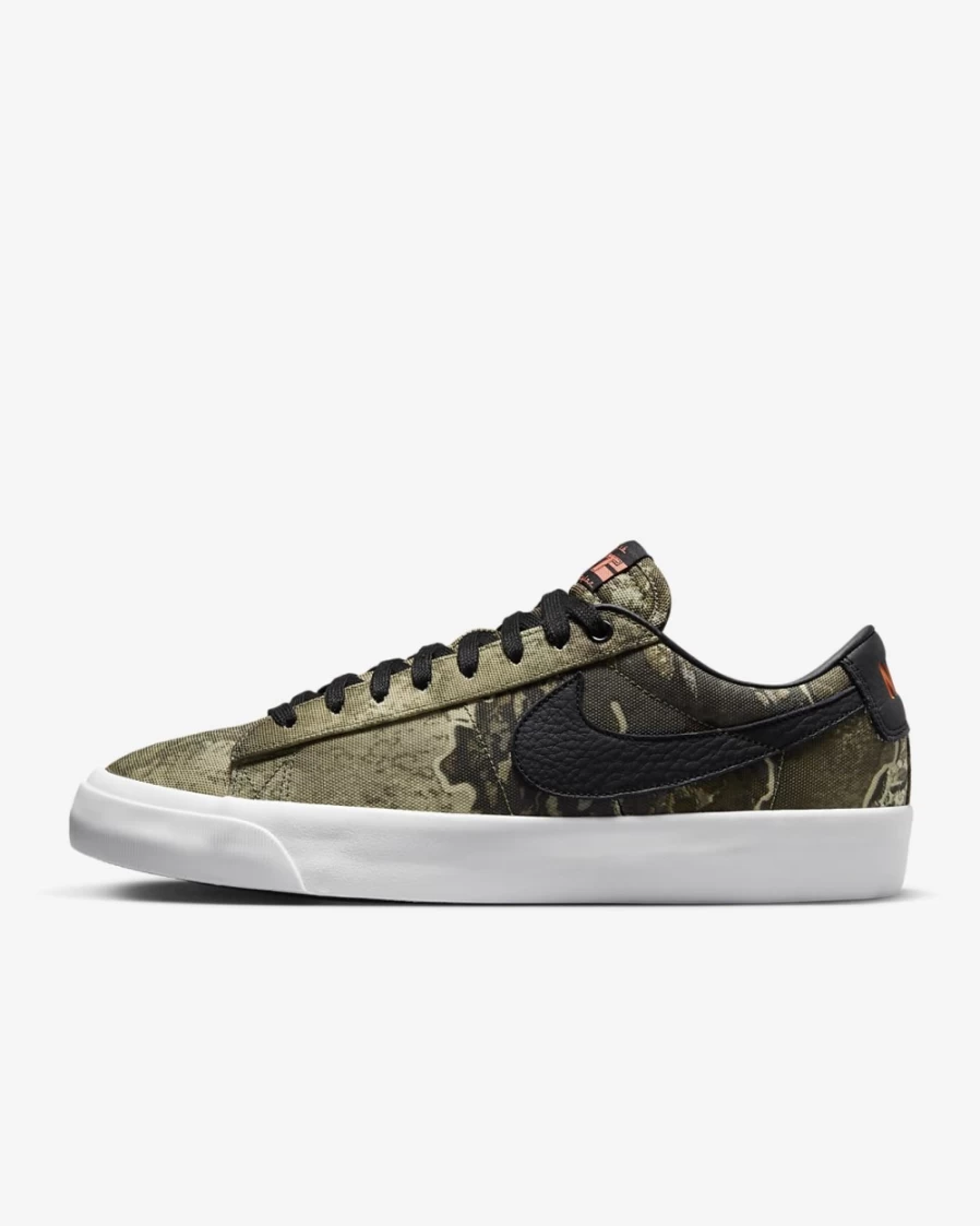 Nike SB Blazer Low Pro GT Premium Skate Shoes for Men - Black/Photon Dust/Safety Orange