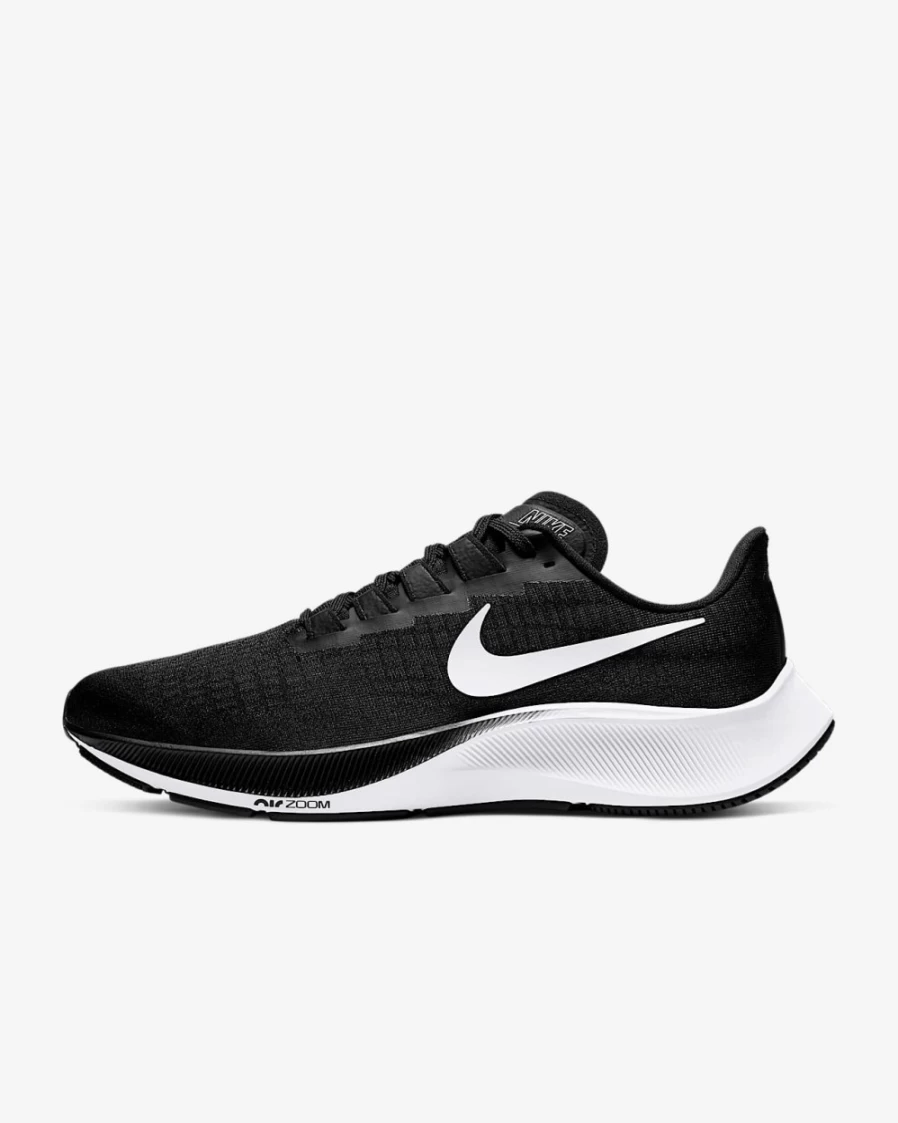 Nike Pegasus 37 Men's Road Running Shoes - Black/White | Lightweight & Cushioned for Training