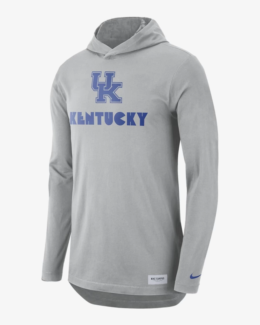 Nike Men's Kentucky Wildcats Dri-FIT Long Sleeve Hooded T-Shirt - Flat Silver