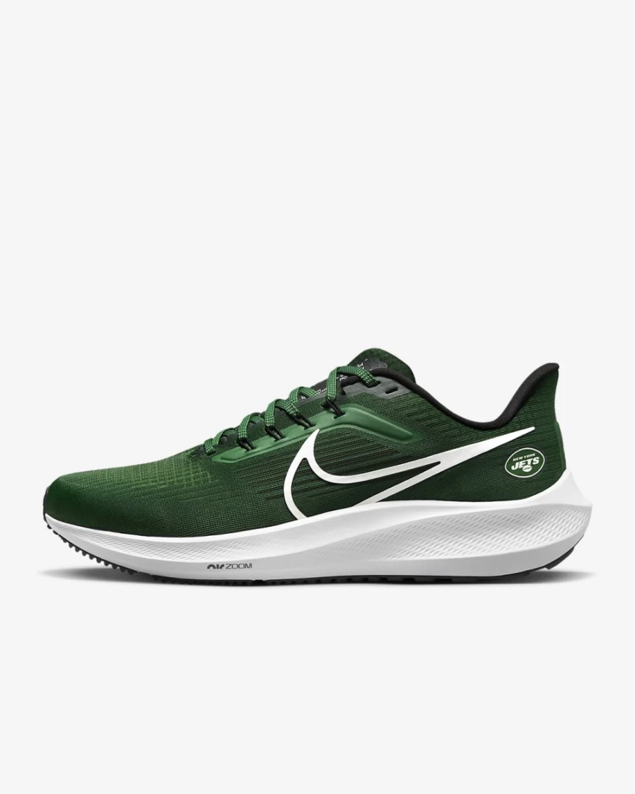 Nike Pegasus 39 Men's Road Running Shoes - New York Jets NFL Edition in Sport Green/Black/White