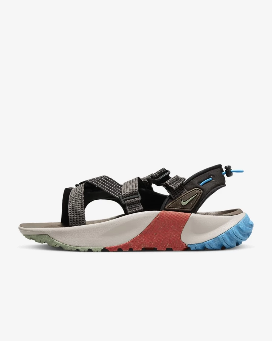 Nike Oneonta Men's Sandals - Black, Cobblestone, Laser Blue, Enamel Green | Men's Athletic Sandals