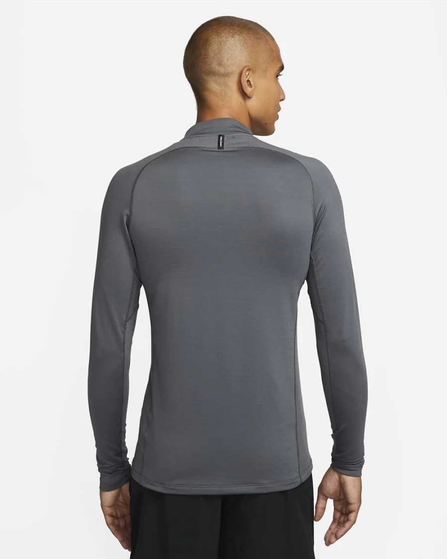 Nike Pro Warm Men's Long-Sleeve Mock Neck Training Top - Iron Grey/Black