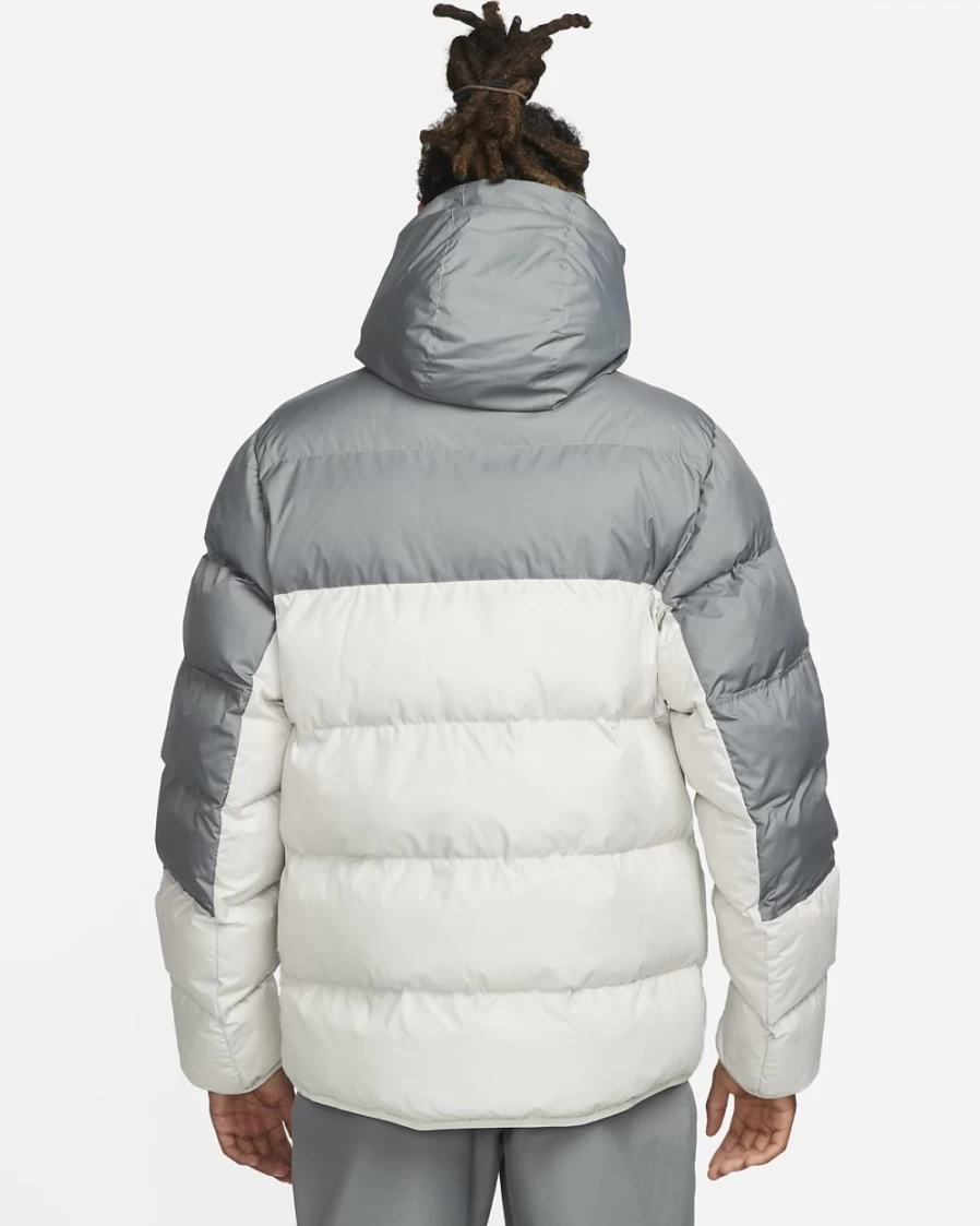 Nike Men's Storm-FIT Windrunner PRIMALOFT Jacket in Smoke Grey, Light Bone & Sail - Waterproof Running Hooded Windbreaker