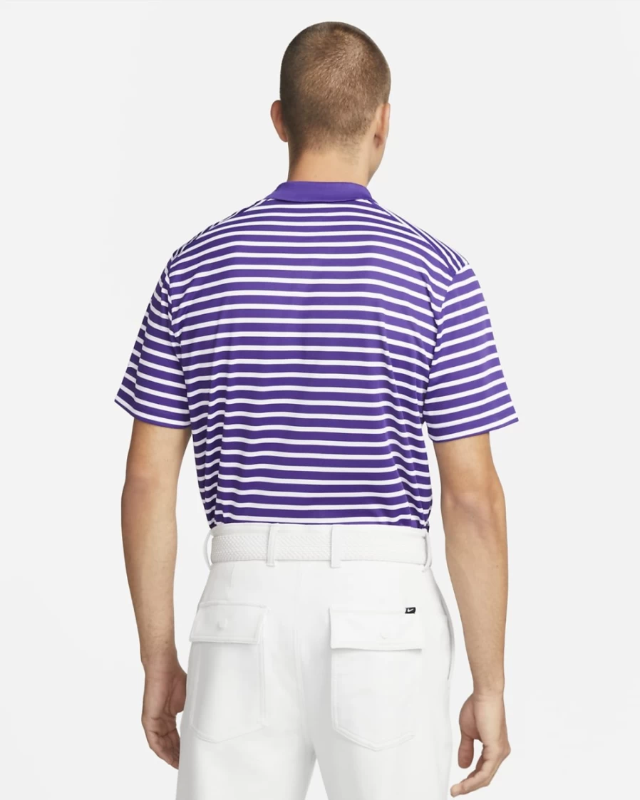 Nike Dri-FIT Victory Men's Golf Polo Shirt - Moisture-Wicking, Striped Design, Court Purple/White, Breathable Fabric for Comfort