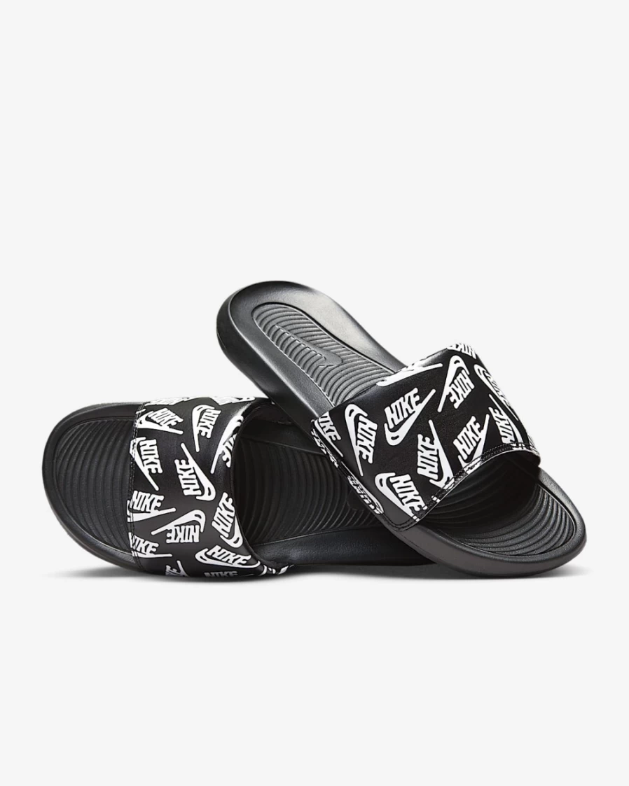 Nike Victori One Men's Slides - Black/White Printed Comfortable Sandals for Men