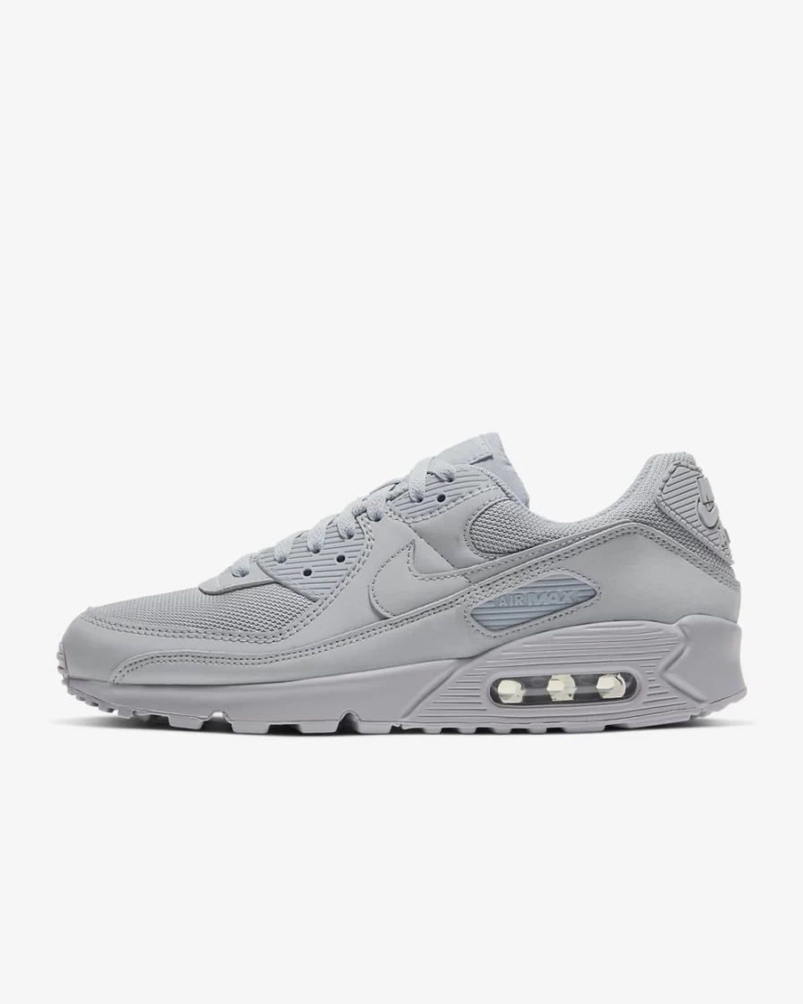 Nike Air Max 90 Men's Wolf Grey/Black/White Sneakers - Running Shoes for Men