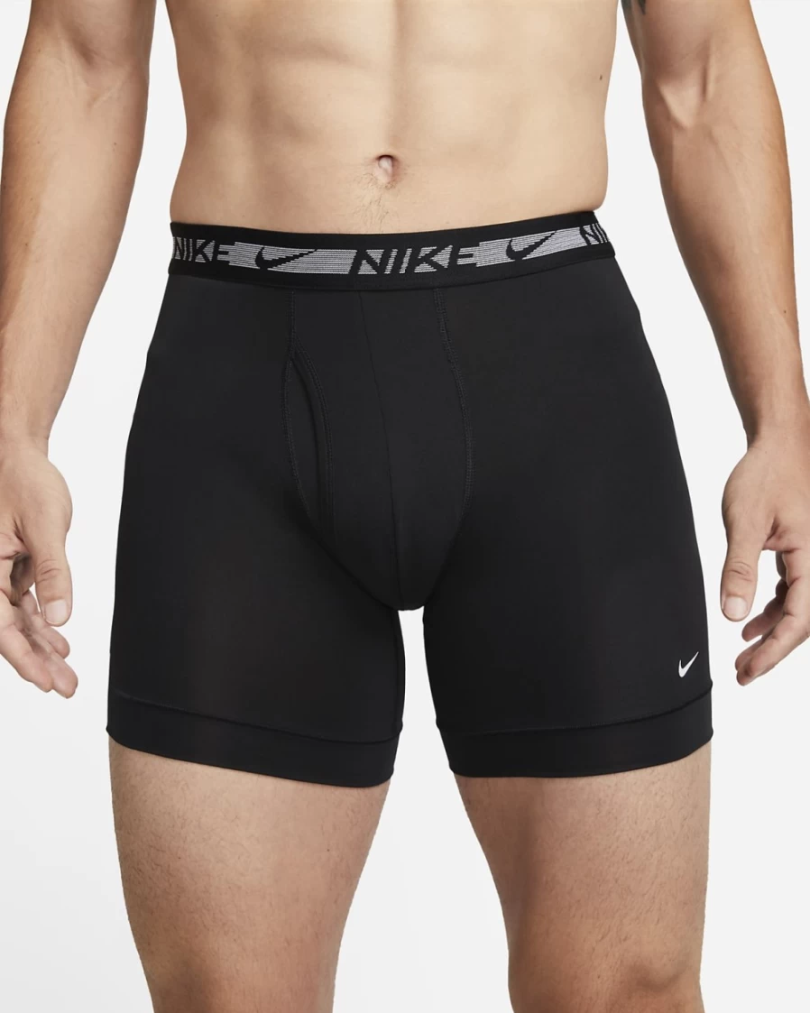 Nike Dri-FIT Ultra-Stretch Men's Black Boxer Briefs 3-Pack - Moisture-Wicking Underwear