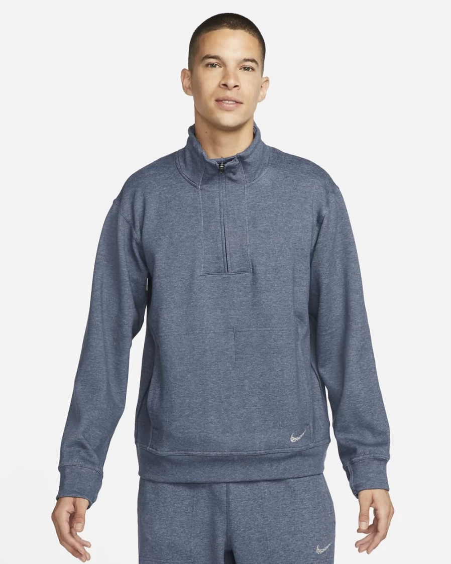 Nike Dri-FIT Men's Yoga Restore 1/4-Zip Top in Midnight Navy/Pure - Moisture-Wicking Workout Shirt