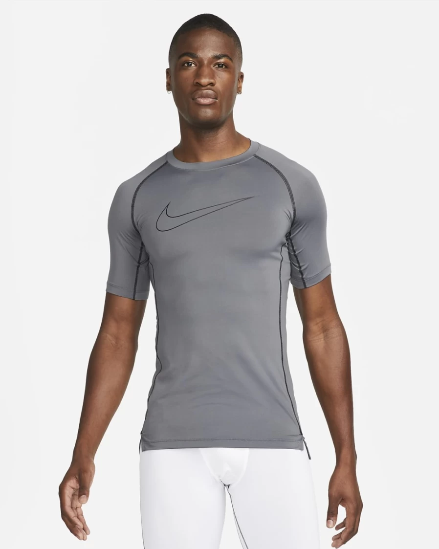 Nike Pro Dri-FIT Men's Tight Fit Short-Sleeve Top - Iron Grey/Black/Black
