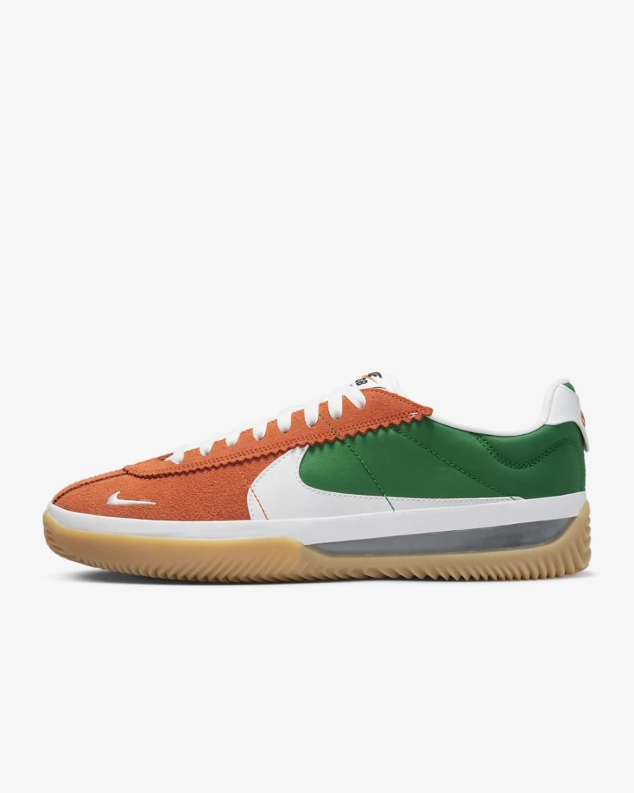 Nike BRSB Men's Skate Shoes - Deep Orange, Pine Green & White Colorway