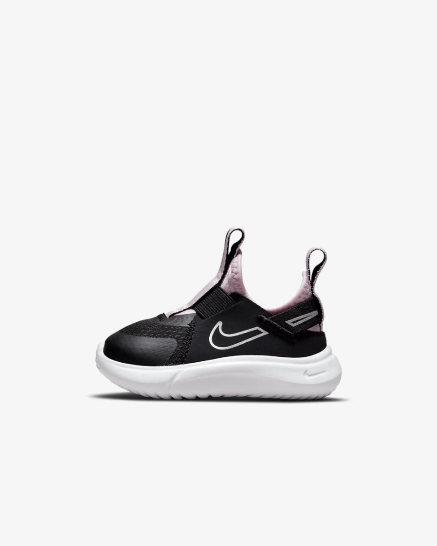 Nike Flex Plus Baby Toddler Shoes for Boys & Girls - Black/Pink Foam/Metallic Silver Lightweight Sneakers