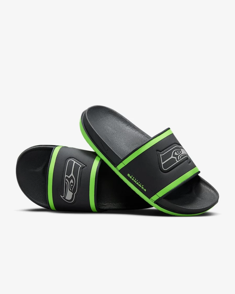 Nike Offcourt Slide NFL Seattle Seahawks Men's Sandals - Anthracite/Action Green/Medium Silver