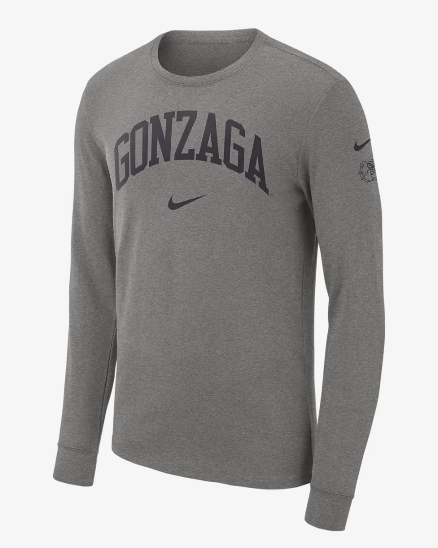 Nike Gonzaga Men's Dark Grey Heather Long Sleeve T-Shirt