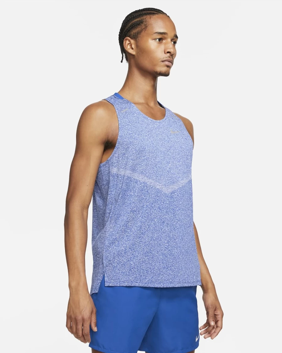 Nike Dri-FIT Rise 365 Men's Running Tank Top - Game Royal/Heather - Breathable Quick-Dry Performance Shirt