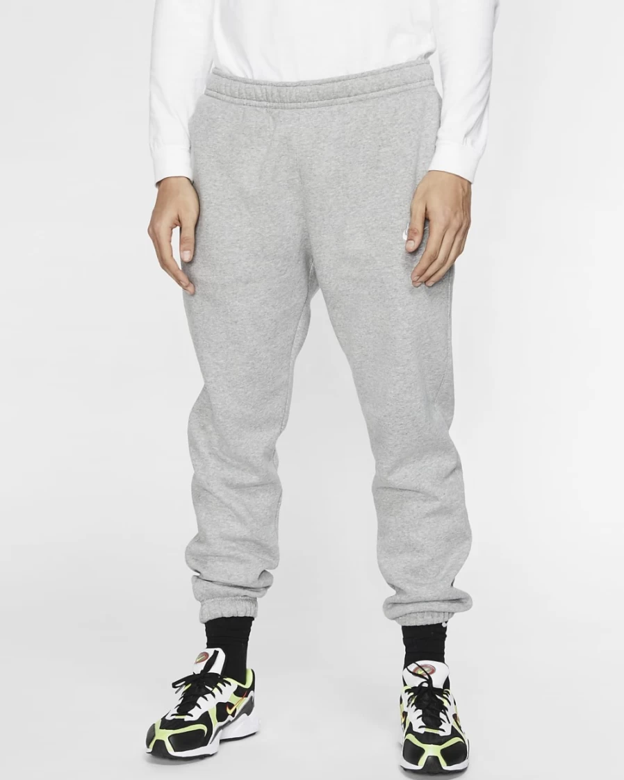 Nike Club Fleece Men's Jogger Pants - Dark Grey Heather, Matte Silver, White
