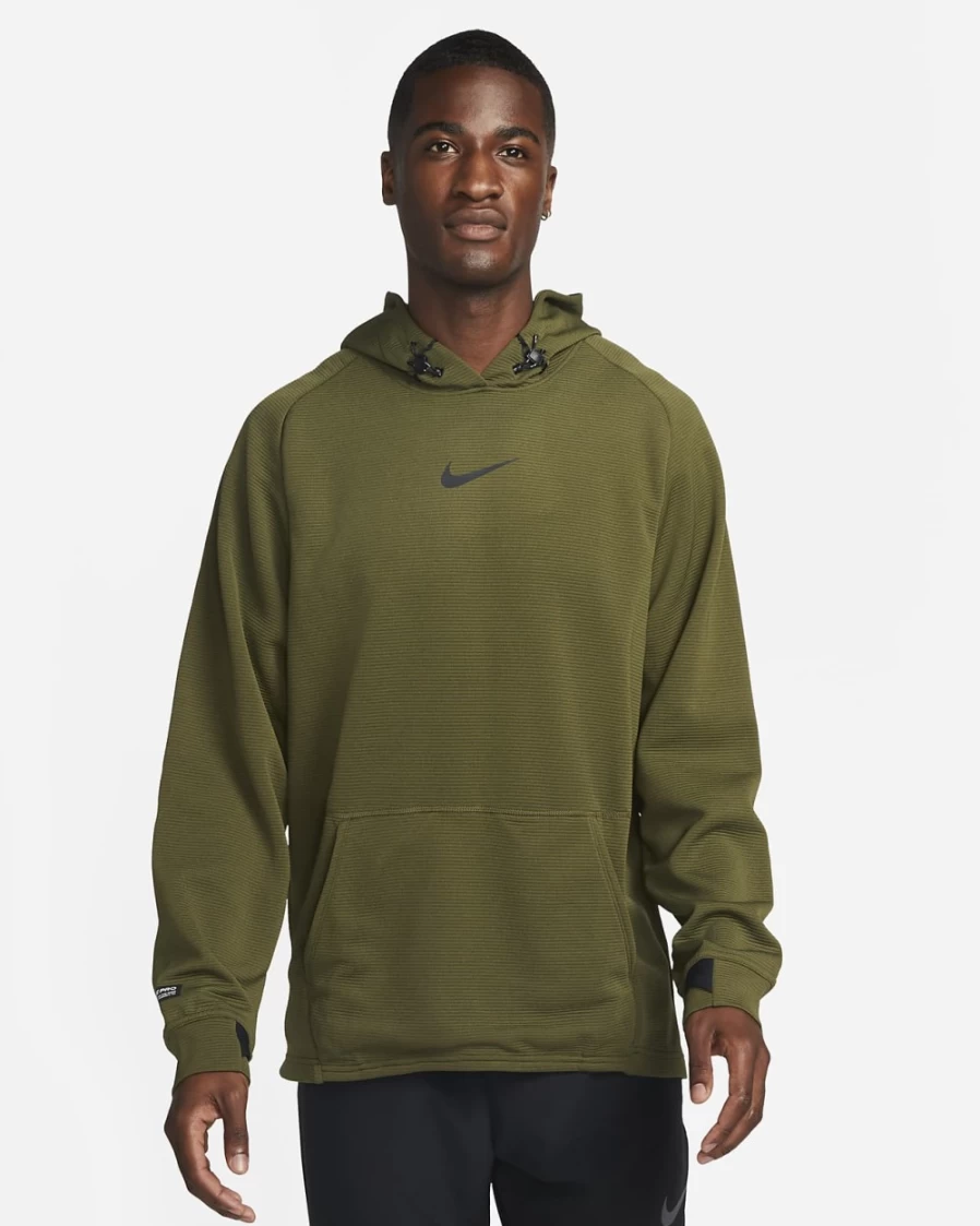 Nike Pro Men's Rough Green & Black Fleece Training Hoodie Pullover