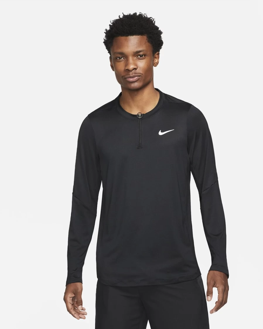 NikeCourt Dri-FIT Advantage Men's Black/White Half-Zip Tennis Top