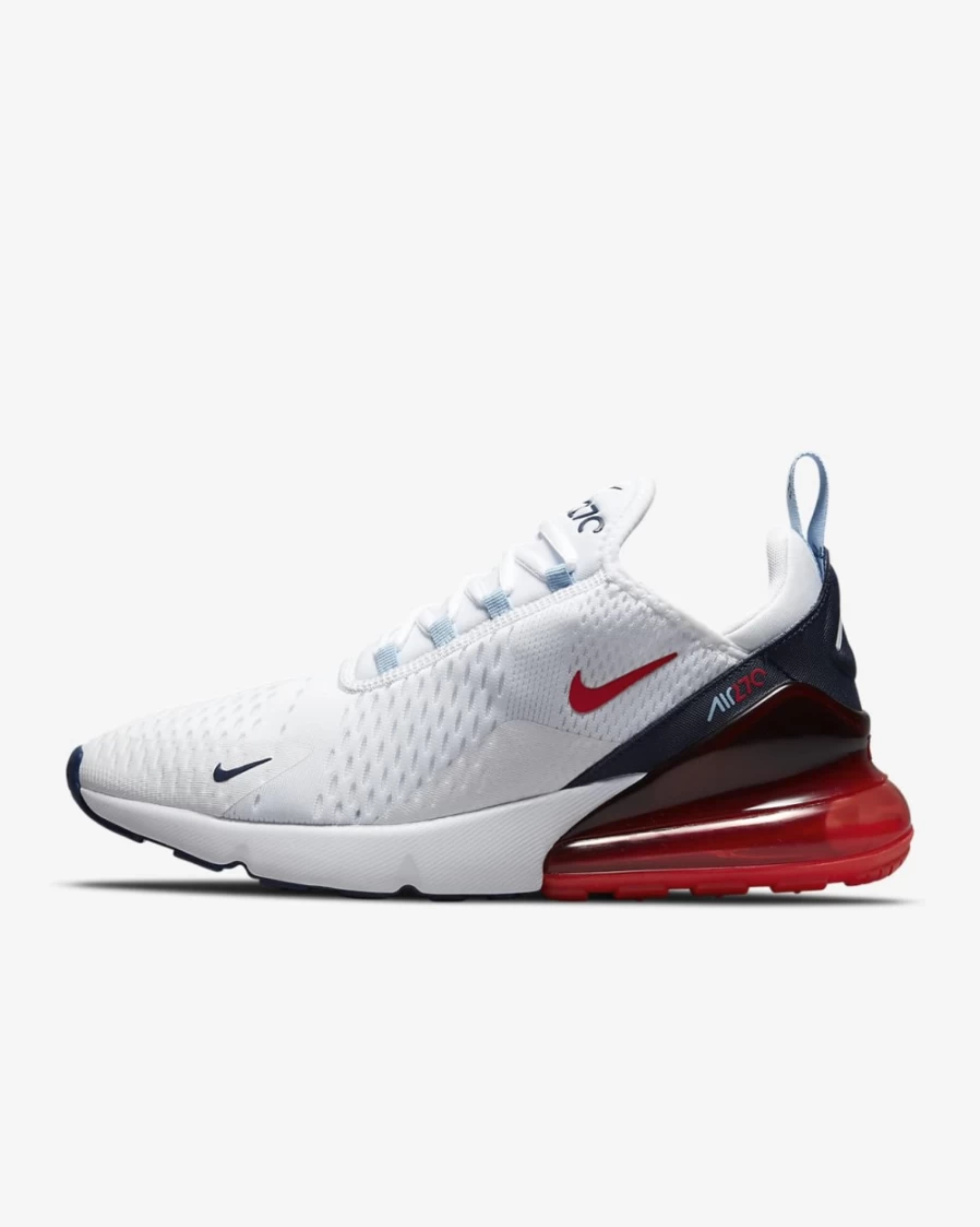 Nike Air Max 270 Men's Running Shoes - White/Midnight Navy/Psychic Blue/Chile Red