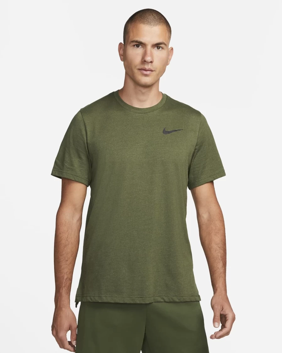 Nike Men's Pro Dri-FIT Rough Green/Black Short-Sleeve Moisture-Wicking Training Top