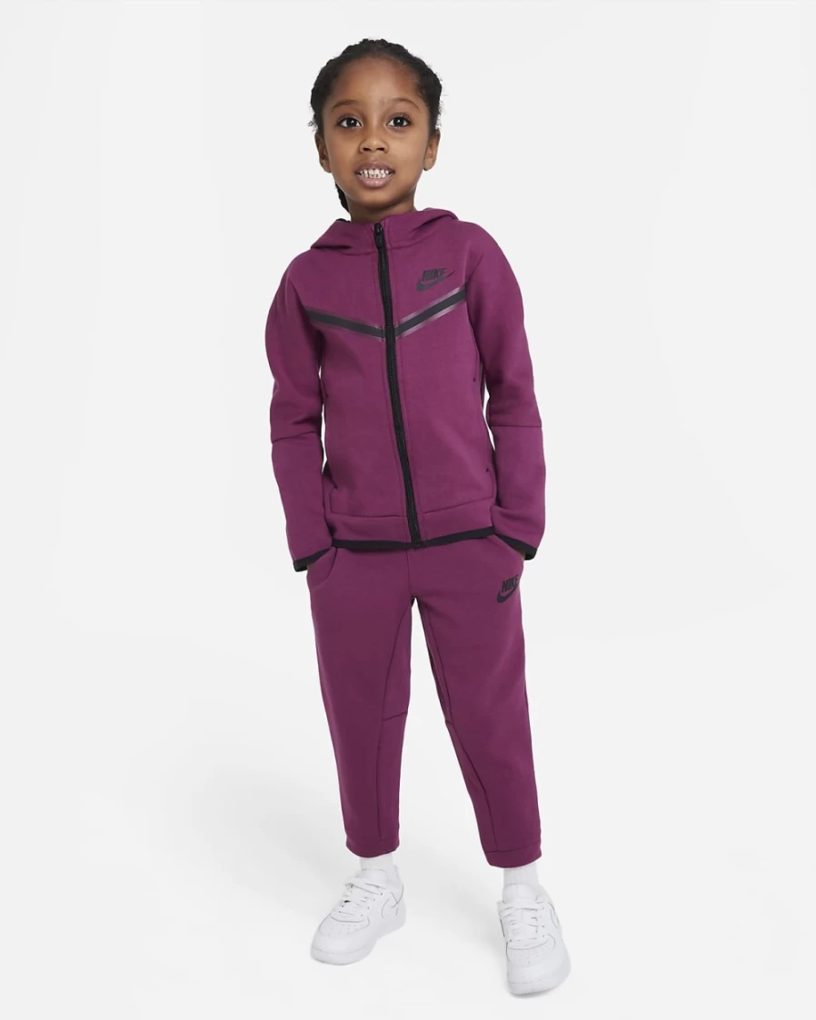 Nike Tech Fleece Toddler Zip Hoodie & Pants Set for Boys & Girls - Rosewood Winter Outfit