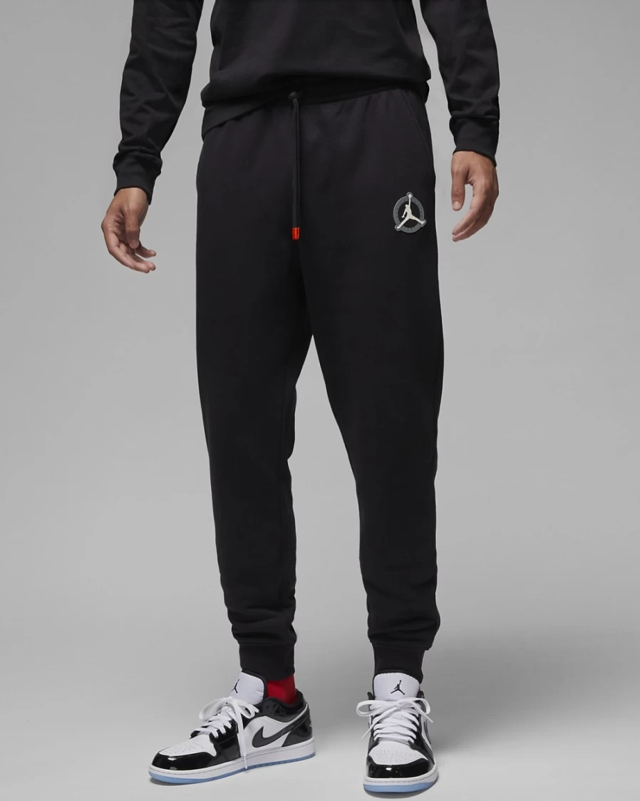 Nike Jordan Flight MVP Men's Fleece Pants - Black/Rush Orange, Comfortable Athletic Joggers for Men