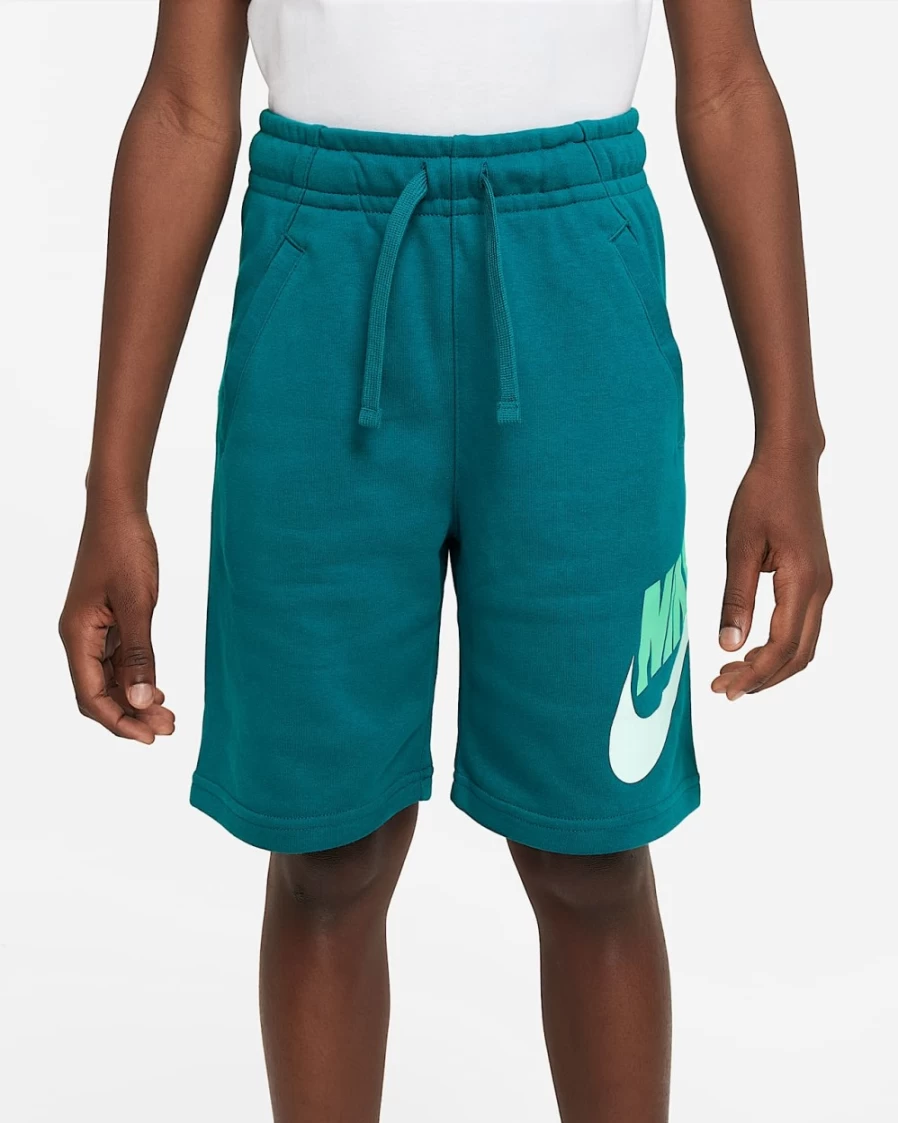 Nike Sportswear Club Fleece Big Kids’ Shorts for Boys and Girls - Bright Spruce/Green Glow/White