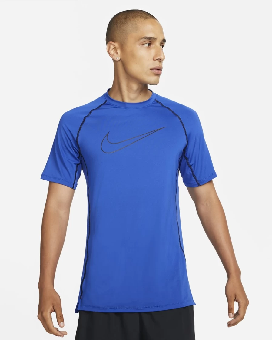 Nike Pro Dri-FIT Men's Training T-Shirt - Slim Fit, Moisture-Wicking, Game Royal/Black/Black