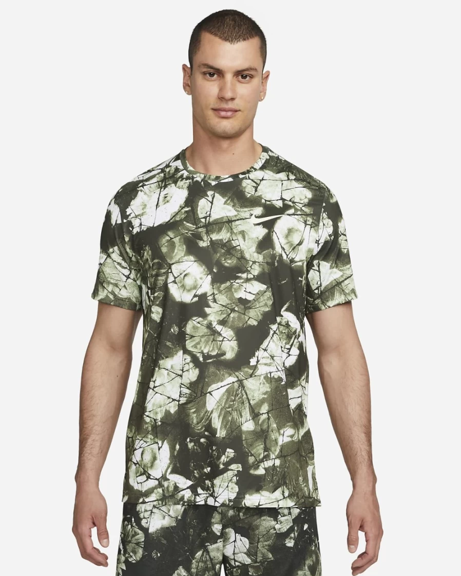 Nike Pro Dri-FIT Men's Training T-Shirt - Medium Olive/Coconut Moisture-Wicking Short-Sleeve Top