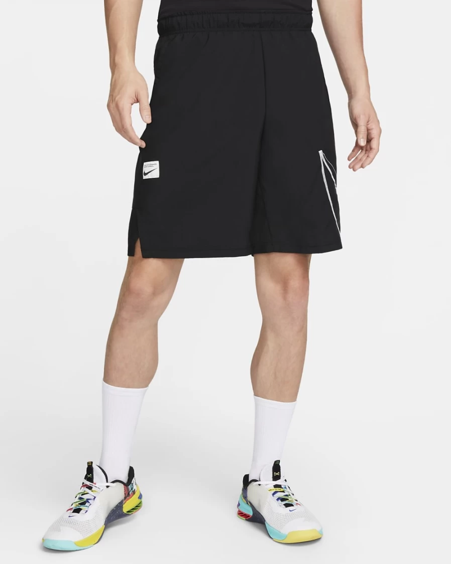 Nike Dri-FIT Flex Men's 9" Fitness Shorts - Black/Summit White - Breathable Woven Workout Shorts for Running & Training