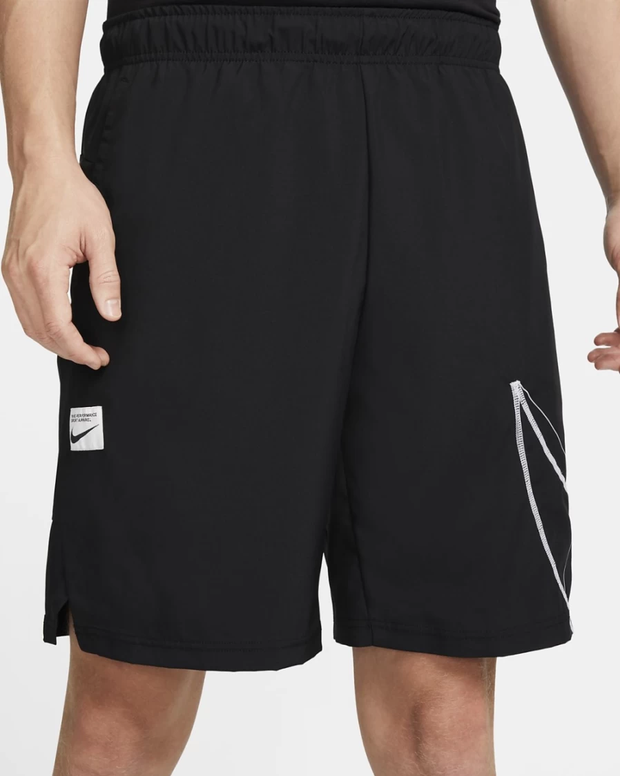 Nike Dri-FIT Flex Men's 9" Fitness Shorts - Black/Summit White - Breathable Woven Workout Shorts for Running & Training
